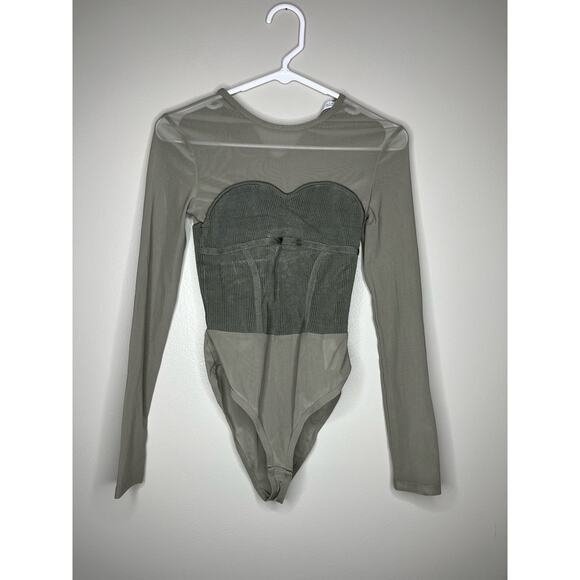 Zara White Label Combination Knit Corset Sweater Mesh Style Blogger Fav Bodysuit - Picture 4 of 8